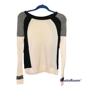 American Eagle Baby Pink/Black Striped Light Weight Longsleeve Sweater Size S